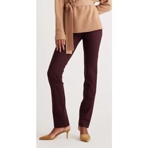 Quince Ultra-Stretch Ponte Straight Leg Pants, M, Burgundy